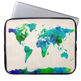 Capa Para Notebook Mapa da aguarela do mapa do mundo