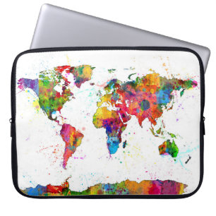 Capa Para Notebook Mapa da Aquarela do Mapa Mundial