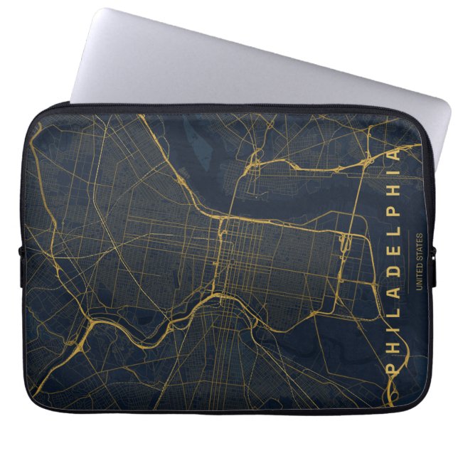 Capa Para Notebook Mapa da Cidade de Filadélfia EUA Design Minimalist (Frente)