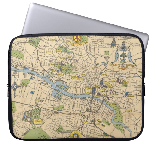 Capa Para Notebook Mapa de Glasgow, Inglaterra (Frente)