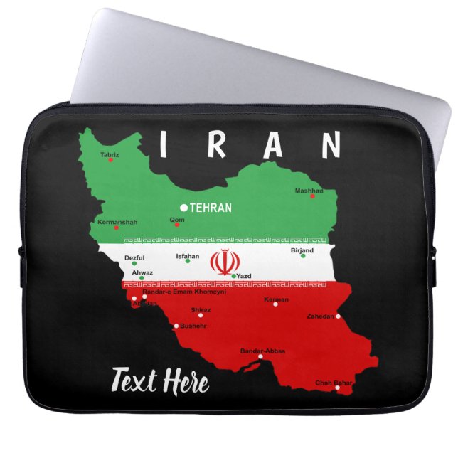 Capa Para Notebook Mapa do Irã com Bandeira e Emblema (Frente)