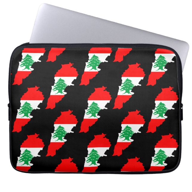 Capa Para Notebook Mapa do Líbano com Bandeira (Frente)
