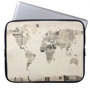 Capa Para Notebook Mapa do mapa do mundo dos cartão velhos