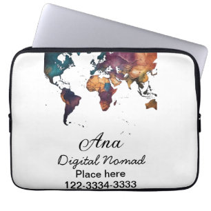 Capa Para Notebook Mapa do mundo adicione seu nome texto localidade t
