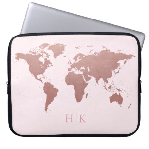 Capa Para Notebook Mapa do Mundo de Rosa Dourado Rosa