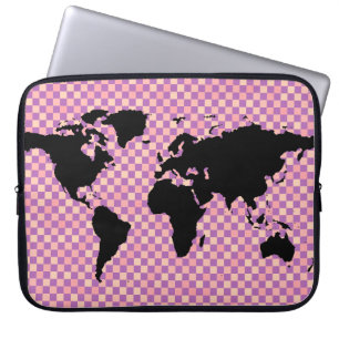 Capa Para Notebook mapa do mundo preto ~ pixels rosa