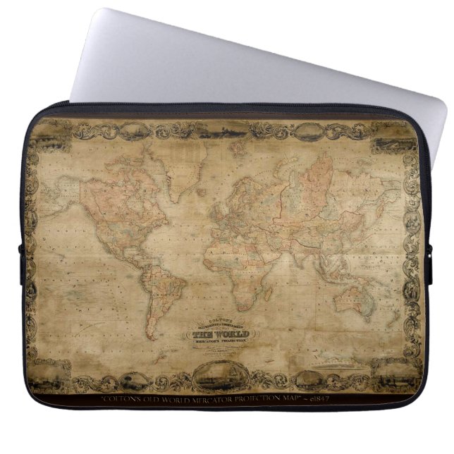 Capa Para Notebook Mapa do Mundo Vintage (Frente)