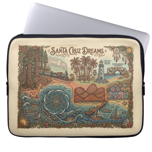 Capa Para Notebook Mapa dos Sonhos de Santa Cruz Califórnia – Costa V (Frente)