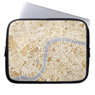 Capa Para Notebook Mapa dourado da cidade de Londres