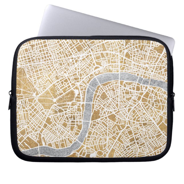 Capa Para Notebook Mapa dourado da cidade de Londres (Frente)