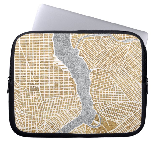 Capa Para Notebook Mapa dourado da cidade de New York (Frente)