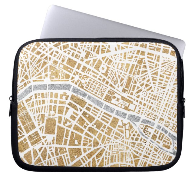 Capa Para Notebook Mapa dourado da cidade de Paris (Frente)