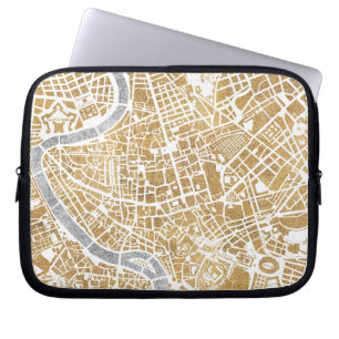 Capa Para Notebook Mapa dourado da cidade de Roma