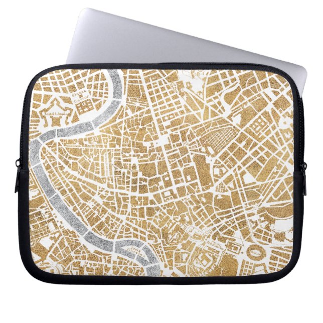 Capa Para Notebook Mapa dourado da cidade de Roma (Frente)