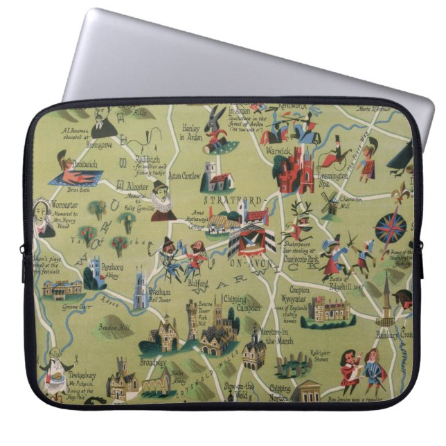 Capa Para Notebook Mapa Dunlop do País Shakespeare, Inglaterra (Frente)