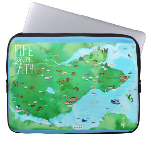 Capa Para Notebook Mapa Ilustrado da Fife Coastal Path Scotland