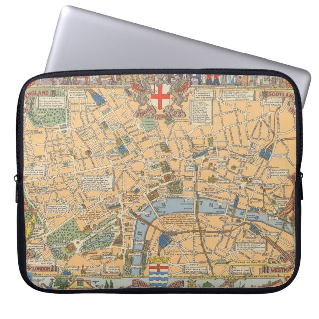 Capa Para Notebook Mapa Infantil de Londres, Inglaterra (Frente)
