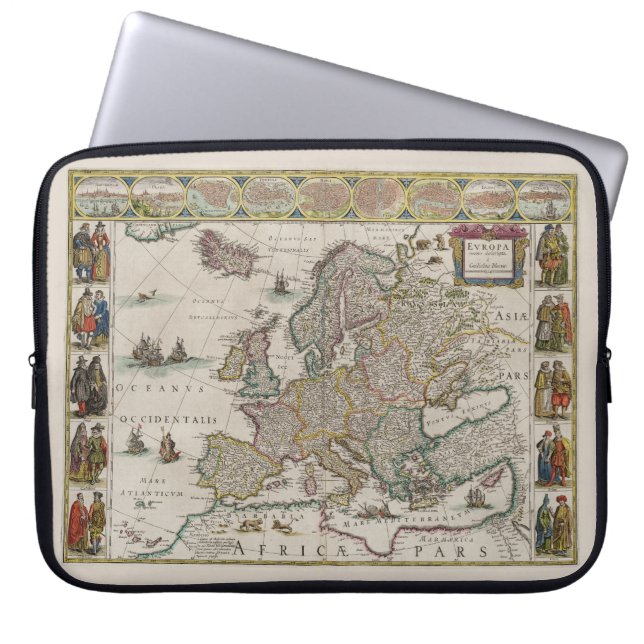 Capa Para Notebook Mapa medieval da Europa (por Willem Blaeu) (Frente)
