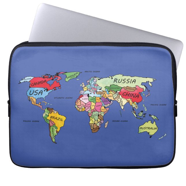 Capa Para Notebook Mapa Mundial (Frente)