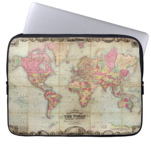Capa Para Notebook Mapa mundial antigo de John Colton, cerca de 1854