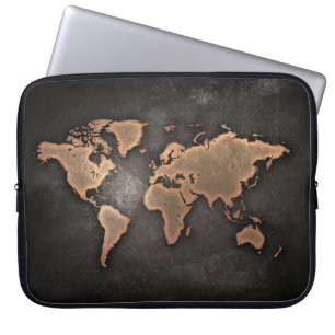 Capa Para Notebook Mapa mundial de couro geográfico castanho