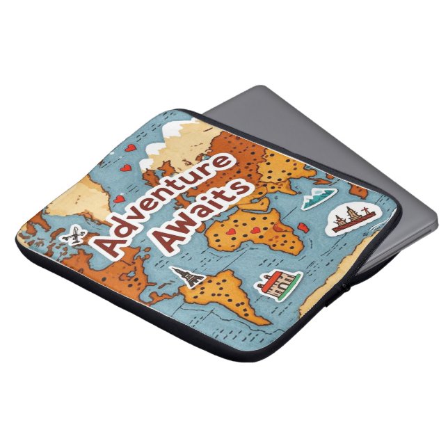 Capa Para Notebook Mapa mundial de Viagem com aspas (Frente Topo)