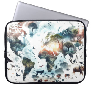 Capa Para Notebook Mapa Mundial e Capas de Laptop de Animais