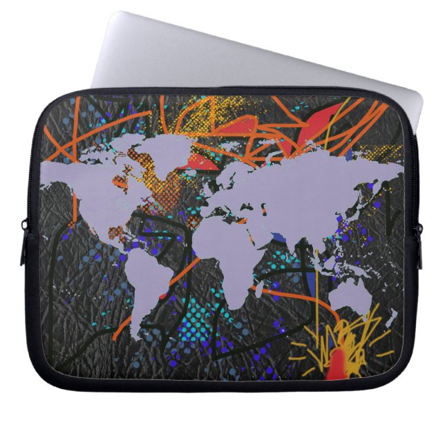 Capa Para Notebook mapa mundial, estilo pop (Frente)