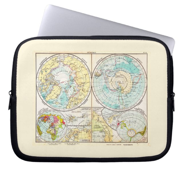 Capa Para Notebook Mapa Polar de Língua Alemã (Frente)