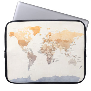 Capa Para Notebook Mapa político da Aquarela do mundo