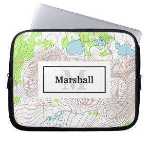 Capa Para Notebook Mapa Topográfico com seu nome e monograma