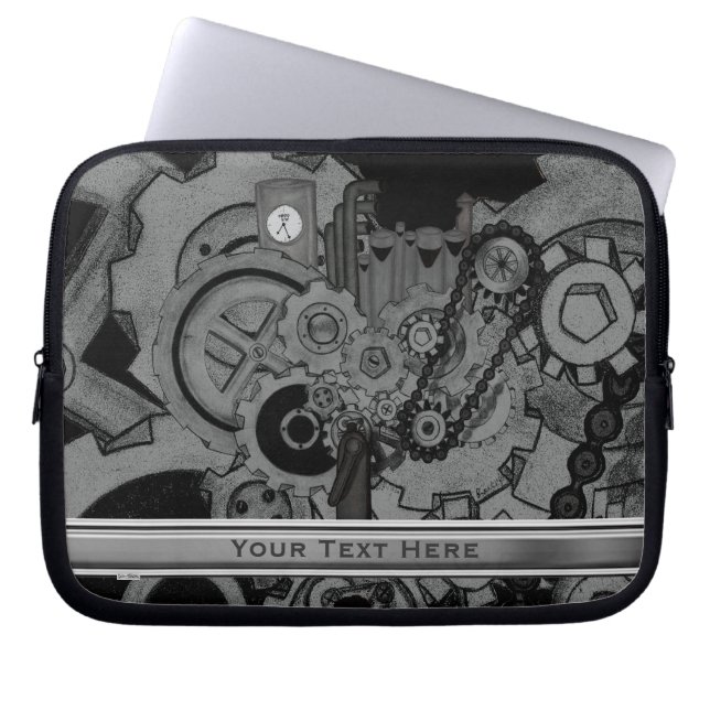 Capa Para Notebook Máquina Vapor (Monocromo) (Frente)