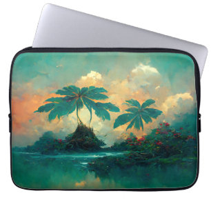 Capa Para Notebook Mar de Fantasia Tropical e Palmeiras