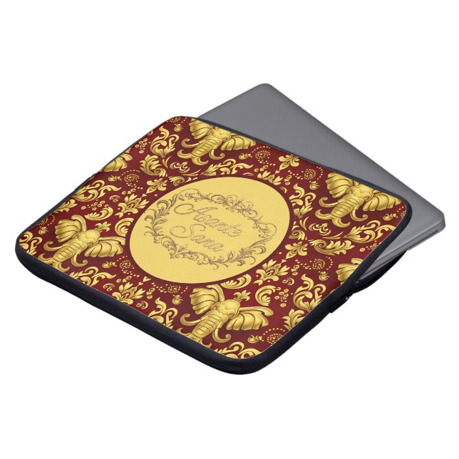 Capa Para Notebook Mara Majesty: Crimson & metallic gold Asante Sana  (Frente Topo)