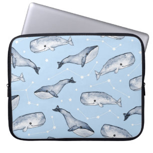 Capa Para Notebook Maravilhas de Baleia: Céu Estrelado de Aquarela