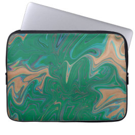 Capa Para Notebook Marble Forms – Green & Gold Natural Flow