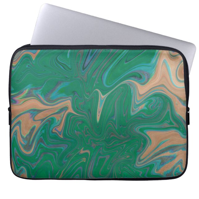 Capa Para Notebook Marble Forms – Green & Gold Natural Flow (Frente)