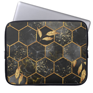 Capa Para Notebook Marble Hexagon, Ouro Deixa Textura.
