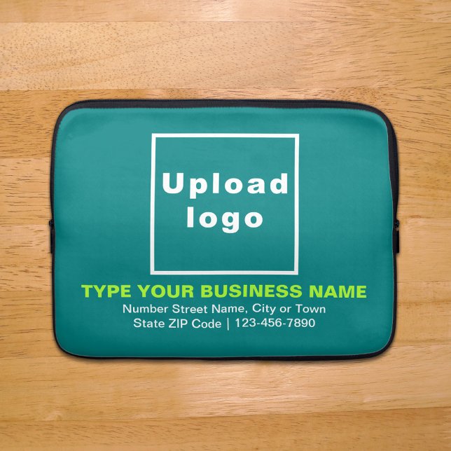Capa Para Notebook Marca comercial Bolsa de laptop (Your business brand on teal green laptop sleeve.)