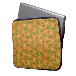 Capa Para Notebook Margarida Floral Retro Sunburst em Oliva Dourada