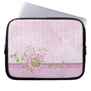 Capa Para Notebook Margarida rosa com pérolas