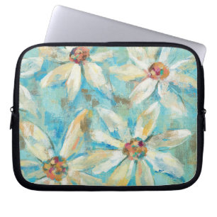 Capa Para Notebook Margaridas brancas no azul