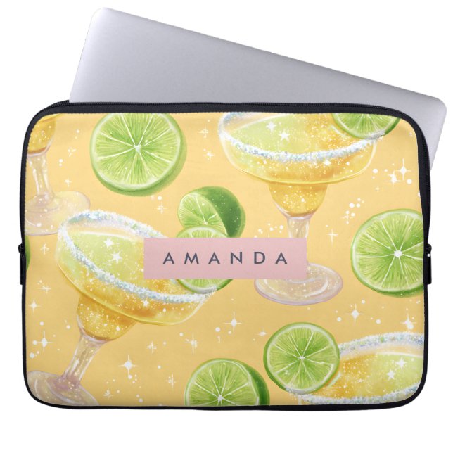 Capa Para Notebook Margarita Pessoalizada com Brilho e Limão (Frente)