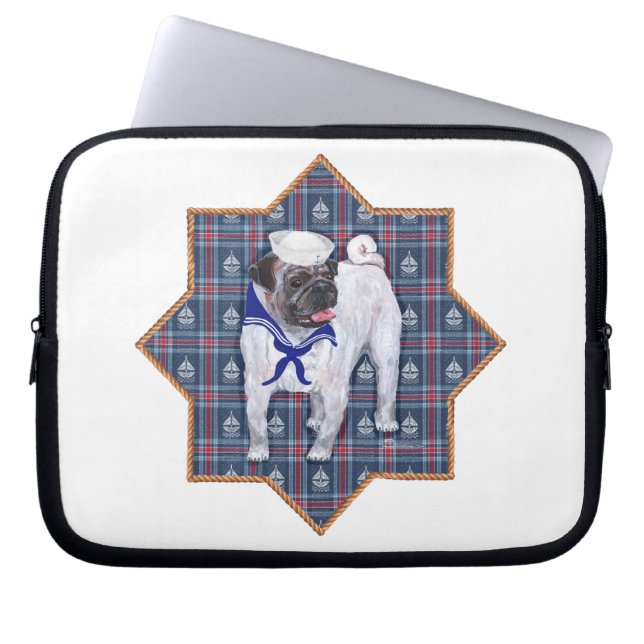 Capa Para Notebook Marinheiro Pug (Frente)
