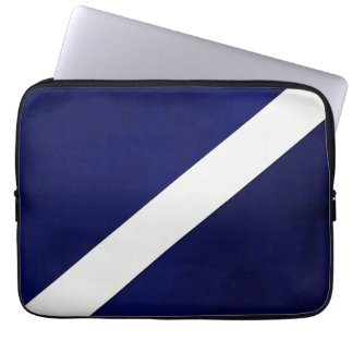 Capa Para Notebook Marinho azul com comprimido de faixa branca diagon