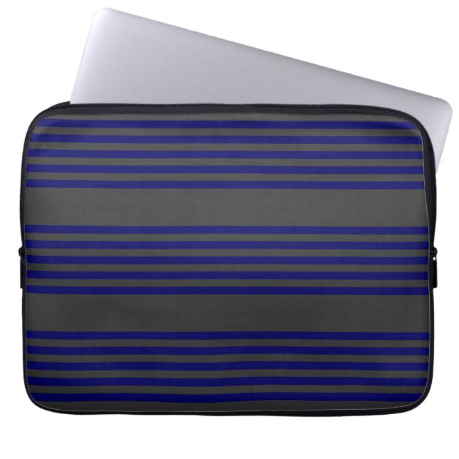 Capa Para Notebook Marinho azul e carvão cinco faixas (Frente)