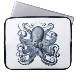 Capa Para Notebook Marinho Blue Octopus ilustrado por Ernst Haeckel