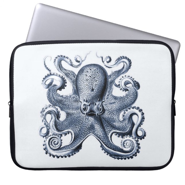 Capa Para Notebook Marinho Blue Octopus ilustrado por Ernst Haeckel (Frente)