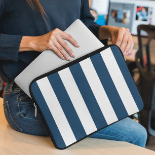 Capa Para Notebook Marinho Blue Stripes, White Stripes, Padrão Stripe