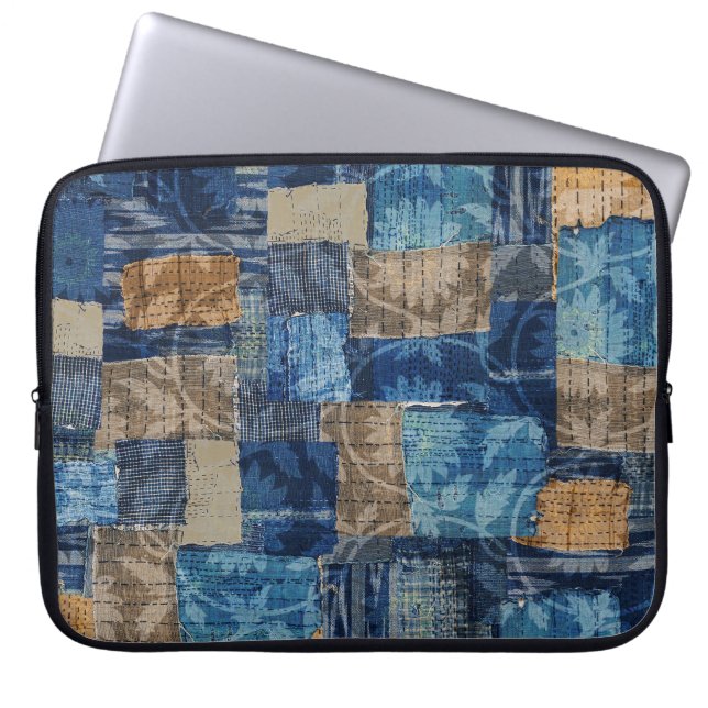 Capa Para Notebook Marinho digital abstrato: padrão sem costura de aq (Frente)